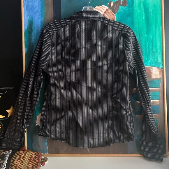 Y2K Old Navy Black Top with Pinstripes M - Picture 4 of 16
